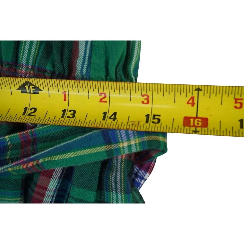Ralph Lauren Dress Girls 14 Multicolor Plaid Cotton Flannel Ruffled Tie Waist